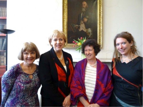 Janet and Karen with Edel Bhreathnach and the minister for the Arts, Heritage and the Gaeltacht in Ireland.